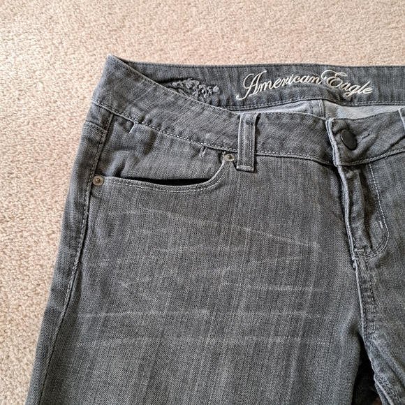 American Eagle Jeans 77 Straight Womens Denim Size 10 Grey - Picture 3 of 14